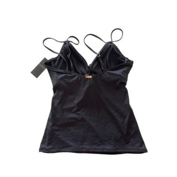 Ralph Lauren Women's Black Double Strap Twist Front Tankini Top Size 6 $115 - Picture 2 of 4